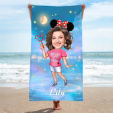 Personalized Minnie Cloth Lady Night Photo Beach Towel